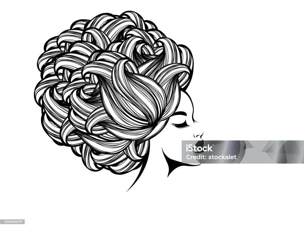 Beauty And Hair Salon Logobeautiful Afroamerican Woman With Curly Hairstyle  And Elegant Makeupcosmetics And Fashion Illustration Stock Illustration -  Download Image Now - iStock