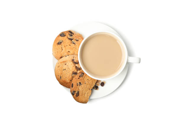 istock Coffee with chocolate chip cookies isolated on white background 1224314864