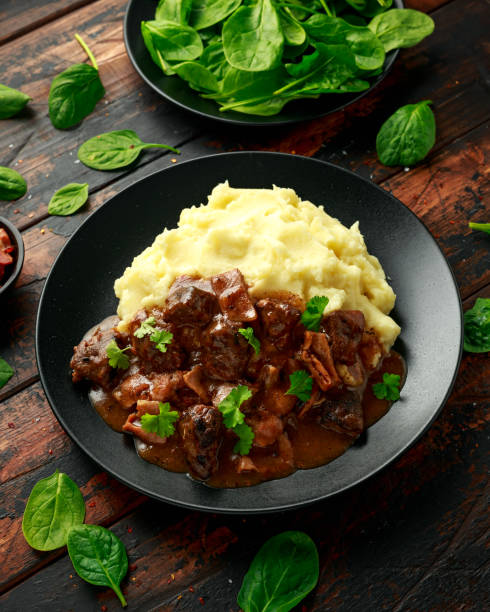 istock Fried Liver, bacon in onion gravy with mashed potato 1224316209
