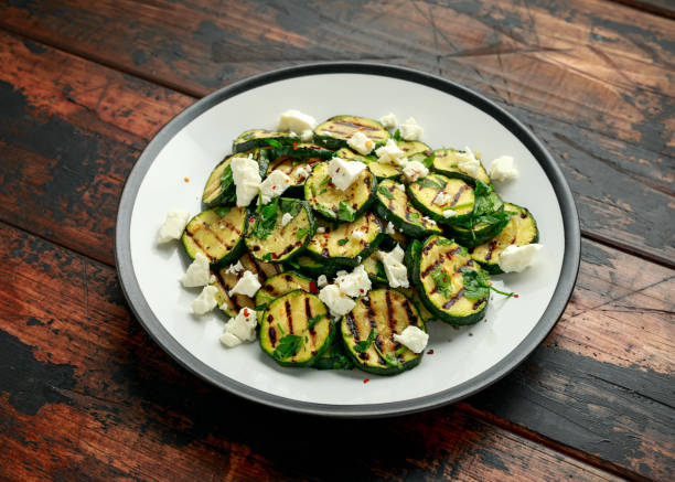istock Warm salad with grilled zucchini, garlic and herbs 1224316215