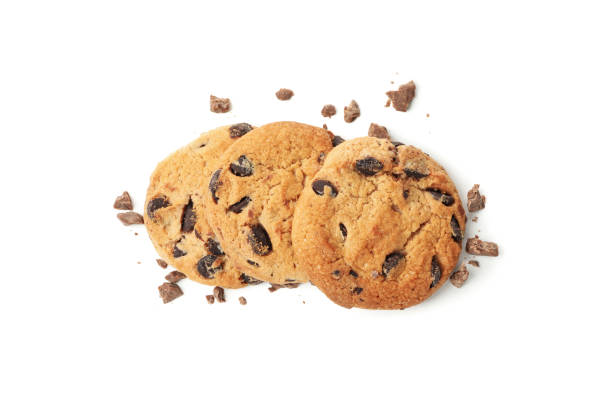 istock Tasty cookies and chocolate isolated on white background 1224317741