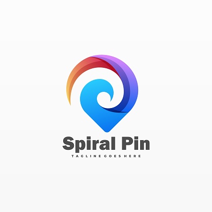 Vector Illustration Spiral Pin Pose Gradient Colorful Style.