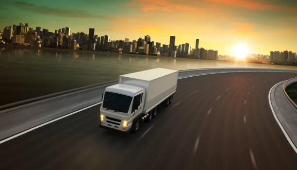 Delivery truck run on the road