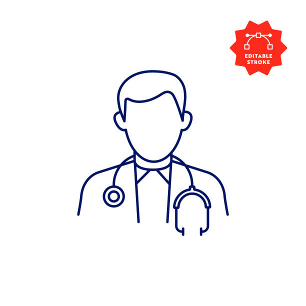 illustrations, cliparts, dessins animés et icônes de icône de docteur avec course modifiable et pixel parfait. - médecin