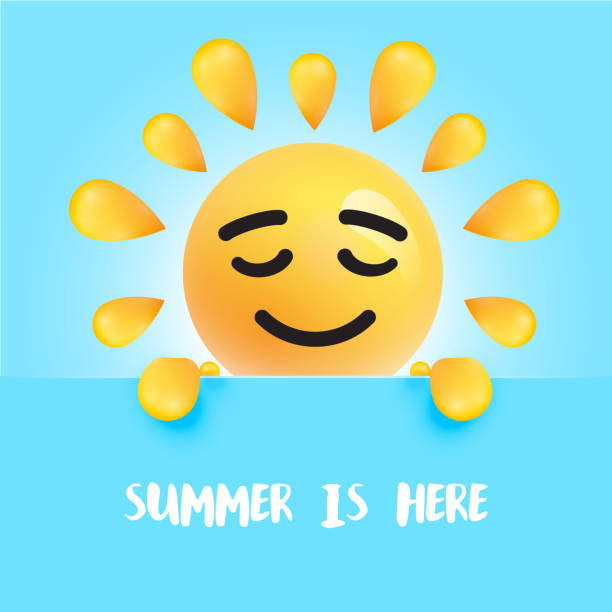 lustiger sonnen-smiley mit dem titel "summer is here", vektorillustration - 16243 stock-grafiken, -clipart, -cartoons und -symbole