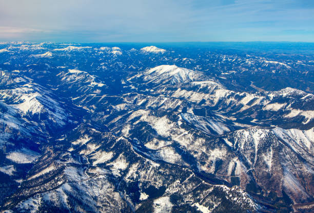 Aerial view of snowy Alps mountains
