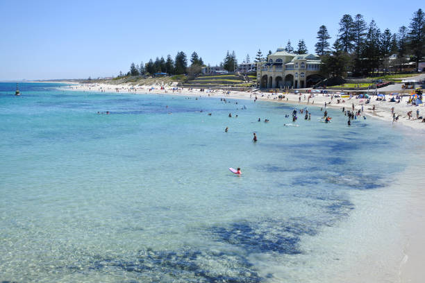 Cottesloe Beach in Perth Western Australia Landscape view of Cottesloe Beach in Perth,  Western Australia cottesloe beach stock pictures, royalty-free photos & images