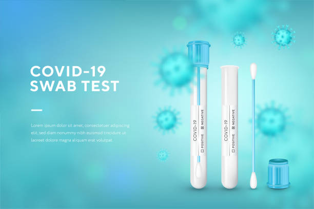Test tube with cotton swab for nasopharyngeal specimens. Realistic tube 3D set. Corona virus infection, novel coronavirus disease 2019. Concept marketing for banner and website, landing page template. Test tube with cotton swab for nasopharyngeal specimens. Realistic tube 3D set. Corona virus infection, novel coronavirus disease 2019. Concept marketing for banner and website, landing page template pneumonia diagnosis stock illustrations