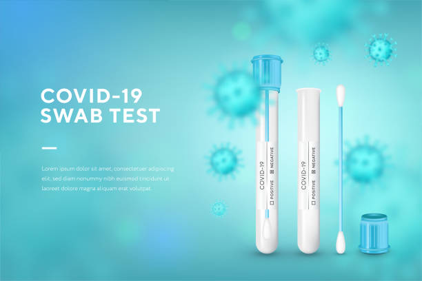 Test tube with cotton swab for nasopharyngeal specimens. Realistic tube 3D set. Corona virus infection, novel coronavirus disease 2019. Concept marketing for banner and website, landing page template. Test tube with cotton swab for nasopharyngeal specimens. Realistic tube 3D set. Corona virus infection, novel coronavirus disease 2019. Concept marketing for banner and website, landing page template bloody nose stock illustrations