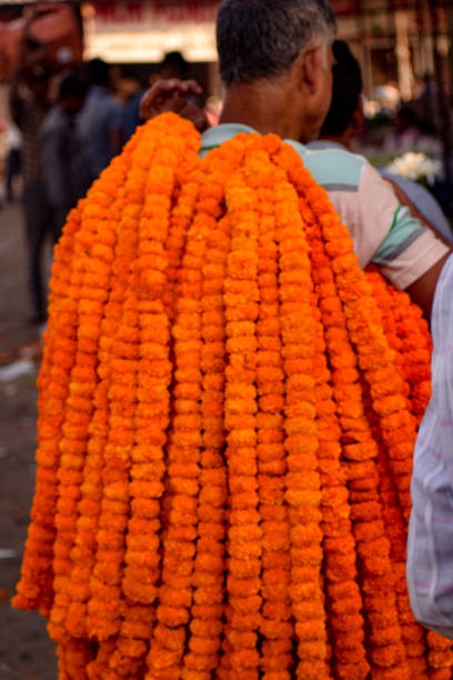 아침에 가지푸르 꽃 시장 상황, 꽃 자체는 중국, 베트남, 태국, 인도, 델리의 꽃 시장에서 왔다 - india bangalore flower business 뉴스 사진 이미지