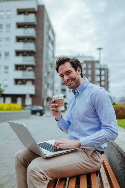 istock Business man on lap top 1224325172