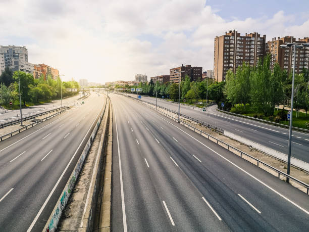 istock Empty M30 Highway in Madrid during COVID-19 pandemic outbreak and quarantine 1224326910