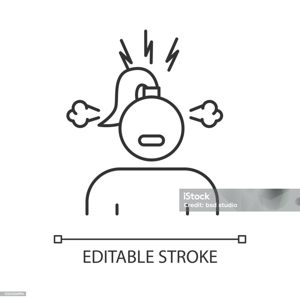 Biểu Tượng Tuyến Tính Khó Chịu Cô Gái Bực Bội Người Phụ Nữ Giận Dữ ...