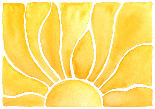 Abstract watercolor background with rays of a rising sun or flower petals