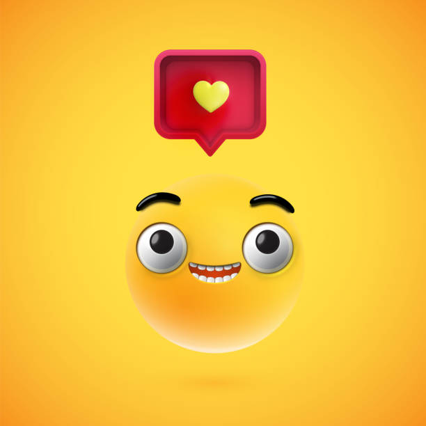 istock High detailed smiley with 3D heart sign, vector illustration 1224331045