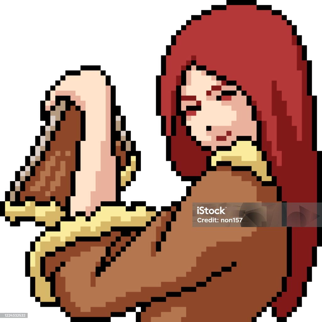 Vector Pixel Art Anime Girl Isolated Stock Vector (Royalty Free) 1476550400