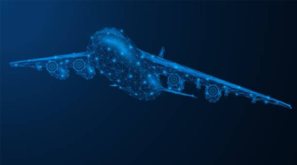 istock Flying passenger or cargo aircraft. Low-poly model of air transport. 1224332779