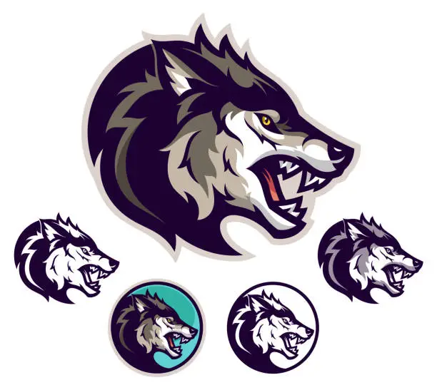Vector illustration of Angry wolf emblem