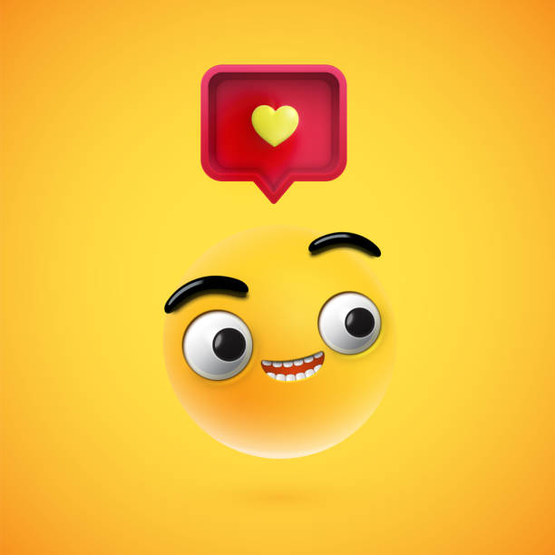 istock High detailed smiley with 3D heart sign, vector illustration 1224333915