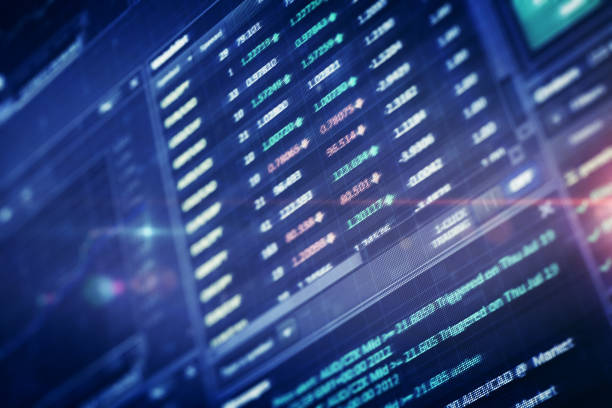 istock Trading charts and statistics on digital display 1224334260