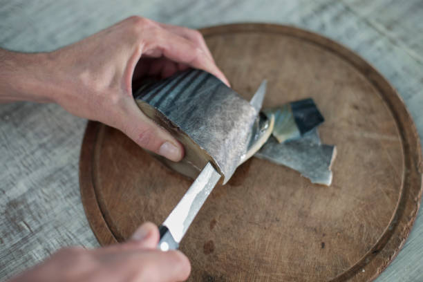 hands making salted bonito - tuna tuna steak raw freshness imagens e fotografias de stock