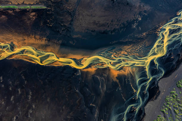 istock Abstract patterns of Iceland wilderness, taken from a helicopter 1224337810