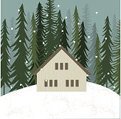 istock Hut in winter forest.  Vector illustration. 1224337858