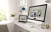 responsive devices on home desktop showing web design website