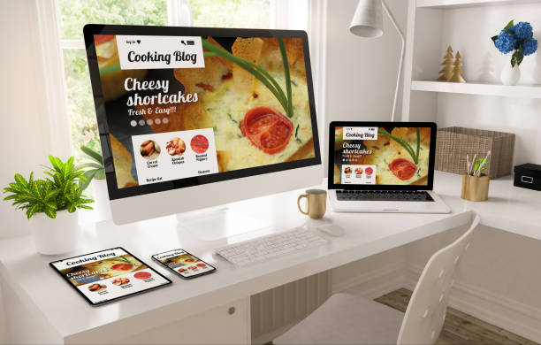 istock home office desktop showing cooking blog website 1224339527
