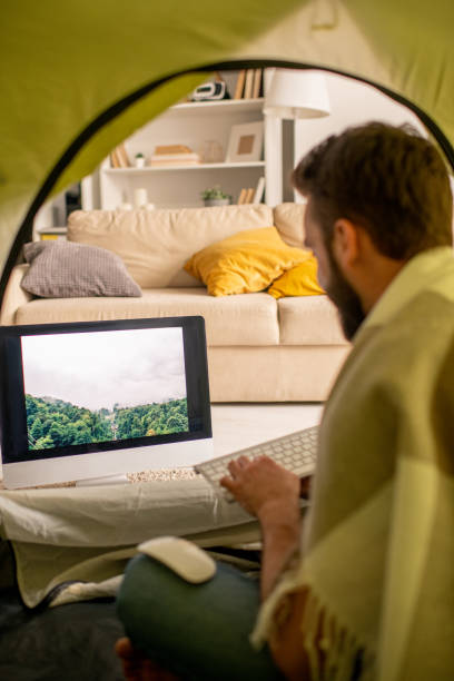 istock Choosing landscape picture on computer monitor 1224340402