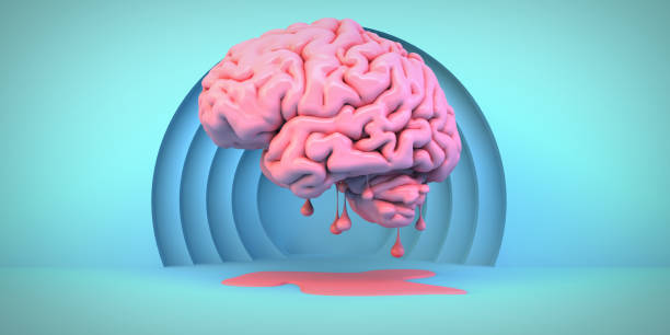 pink melting brain pink melting brain on blue backgroung melting brain stock pictures, royalty-free photos & images