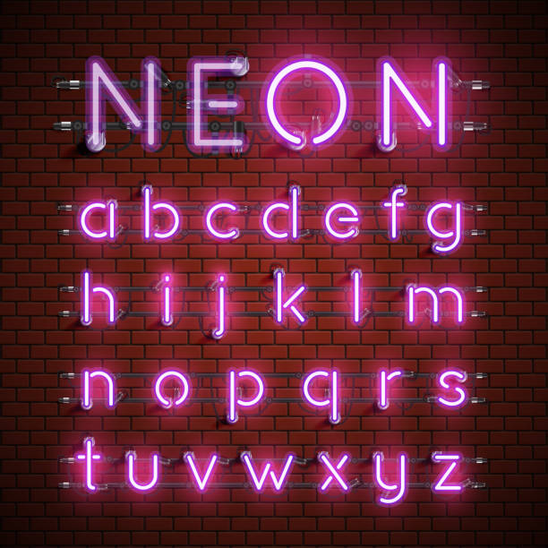 hochdetaillierte neon schriftsatz, vektor-illustration - 16747 stock-grafiken, -clipart, -cartoons und -symbole