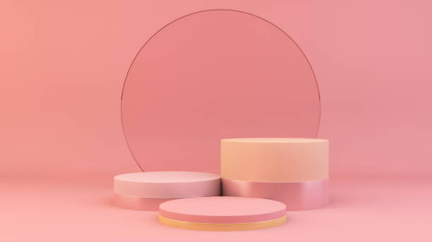 istock Podium with pink glass circle 1224343264