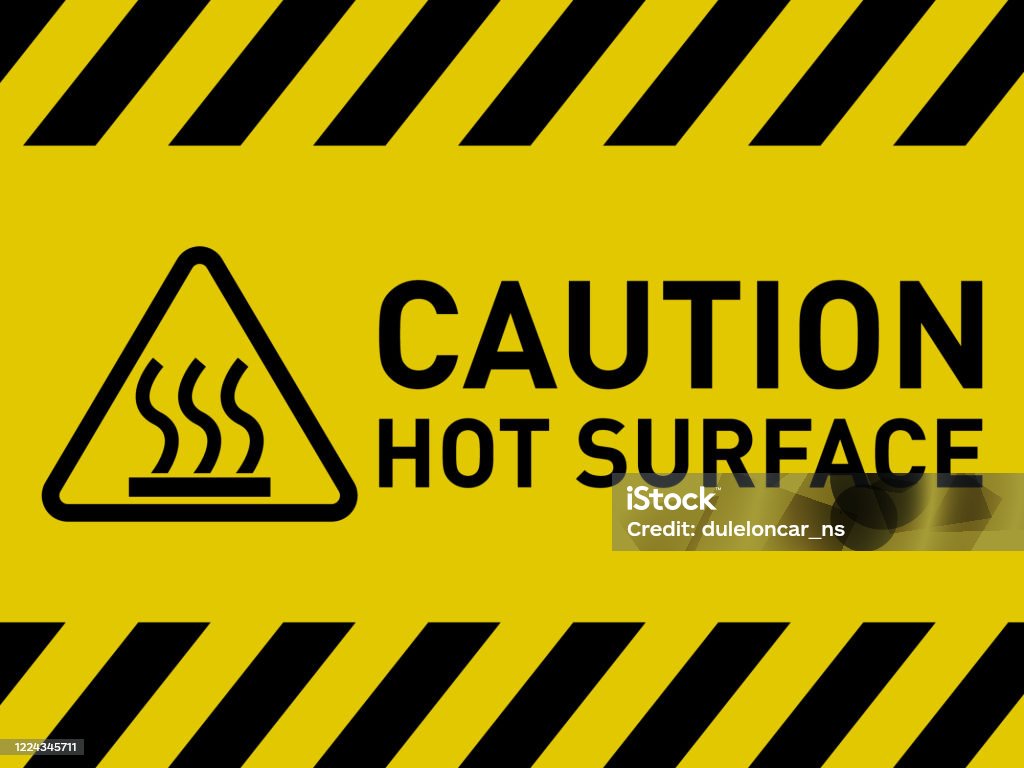 Hot Source Sign Caution Hot Surface Warning Danger Sign Symbol Stock Illustration ...