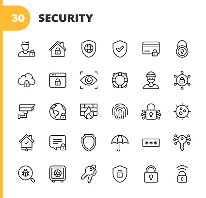 30 Security Outline Icons.
