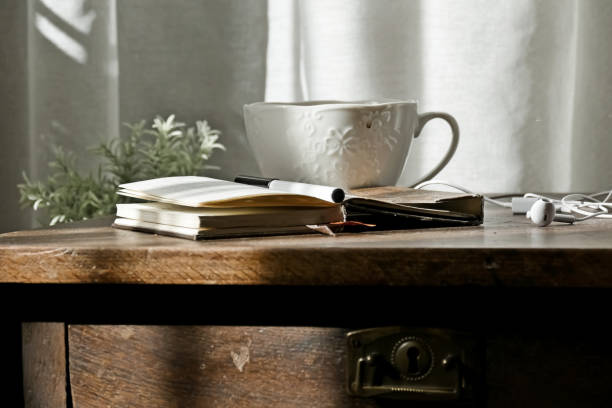 istock Tea cup on vintage table - stock photo 1224348591