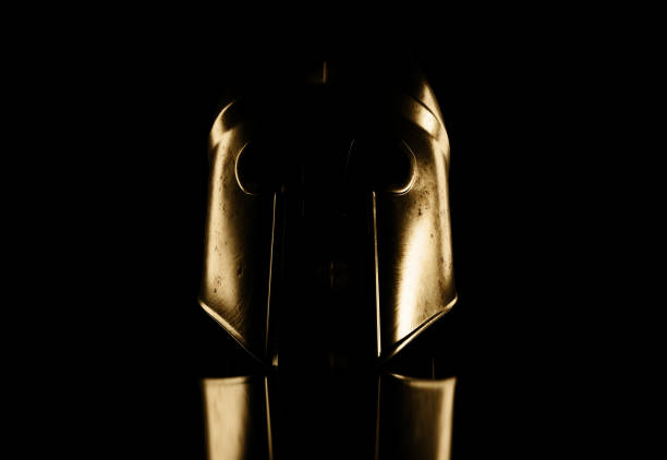 istock 3d rendering of ancient greek Sparta type helmet in low key light 1224355805