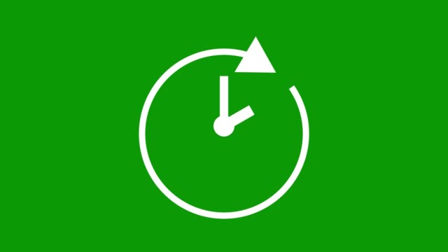 Two Hour, Stopwatch animated icon clock with moving arrows simple animation. Time counter symbol. Green Screen