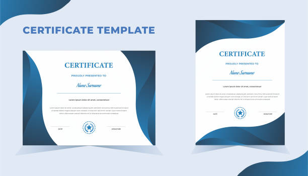 Certificate of Appreciation template achievement certificate design with badges. Eps10 vector template. Certificate of Appreciation template achievement certificate design with badges. Eps10 vector template. banking borders stock illustrations