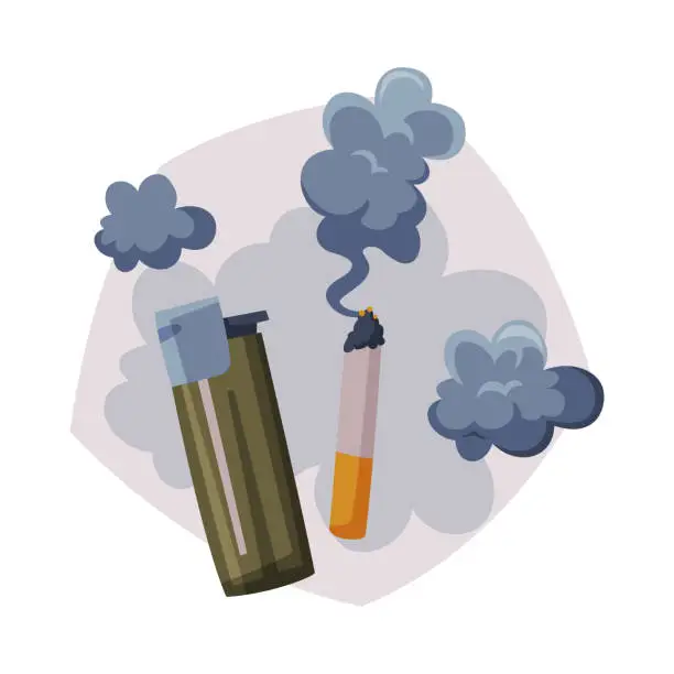 Vector illustration of Cigarette Smoke, Air Passive Smoking Pollution Concept Vector Illustration