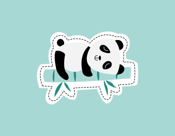 Ilustración de Lindo Panda Durmiendo En Palo De Bambú Pegatina De Dibujos  Animados Aislado y más Vectores Libres de Derechos de Ojo - iStock