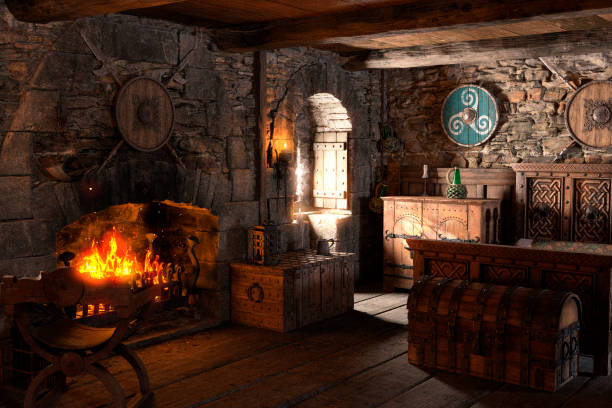istock 3D illustration medieval bedroom 1224362150