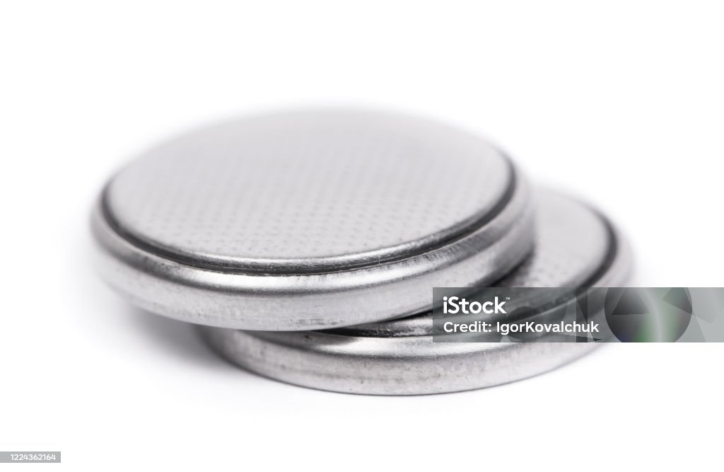 Flat Lithium Button Cell Battery Stock Photo - Download Image Now - Battery, Circle -