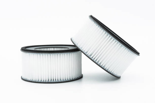 Close-up view of the hepa filters isolated on the white background. stock photo