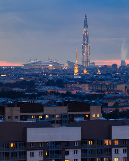 istock Evening skyline view at the modern Saint-Petersburg 1224364174