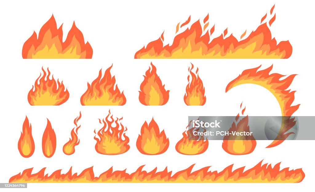 Cartoon Fire Flames Flat Vector Collection Stock Illustration - Download  Image Now - Fire - Natural Phenomenon, Flame, Vector - iStock