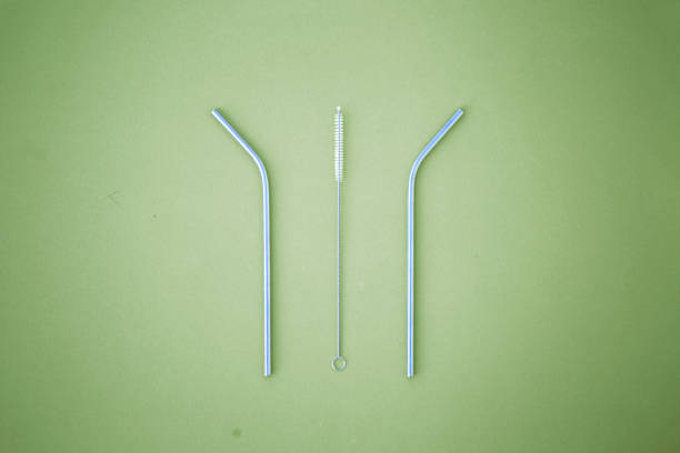 istock The metat straw and the brush for cleaning it 1224366536
