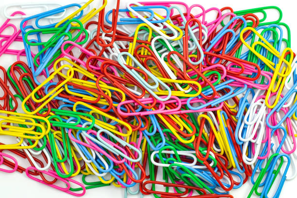 istock Collection of colorful Paper clips on white background 1224368082