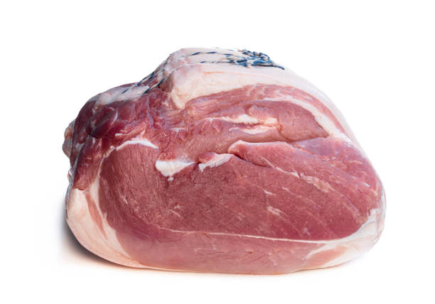 istock Loin of pork ready for roasting isolated on white 1224369847