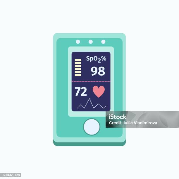 Medizinisches Gerät Zur Überwachung Der Sauerstoffsättigung Pulsoximetersymbol Lungenentzündung Lungeninfektion Und Coronaviruswachheit Stock Vektor Art und mehr Bilder von Puls-Oxymeter